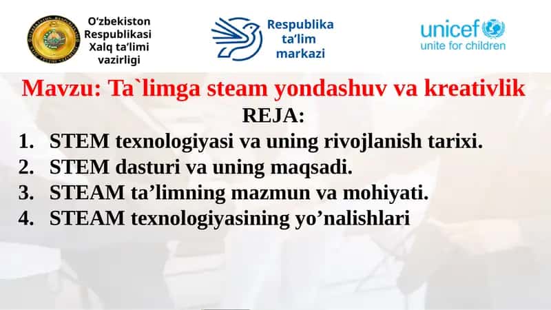 Ta`lim ga steamiyo ndashuv va kreativlik