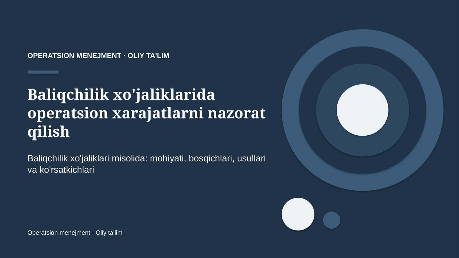 Operatsion Menejment · OLIY TA'LIM