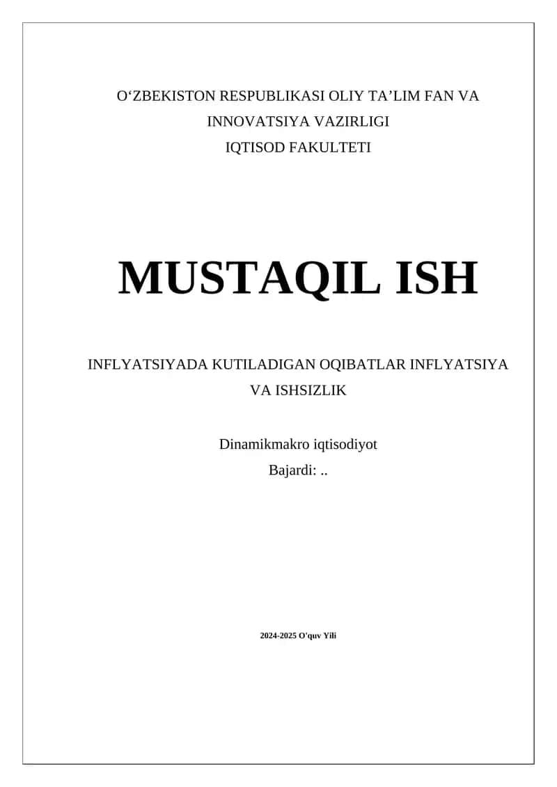 Inflyatsiya va ishsizlik