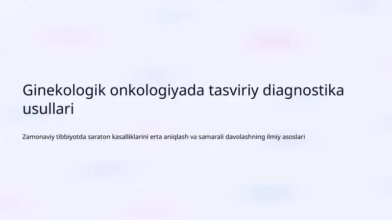 Ginekologik onkologiyada tasviriy diagnostika usullari