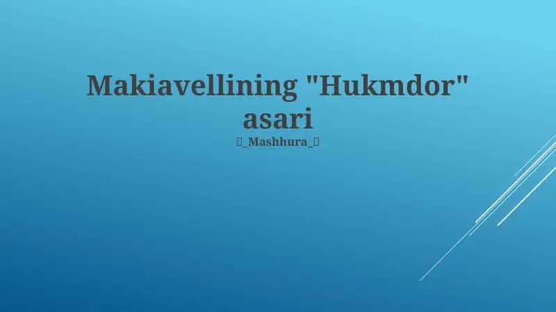 Makiavellining "Hukmdor" asari