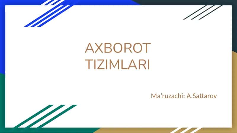 Axborot tizimlari sohasidagi tendensiyalar
