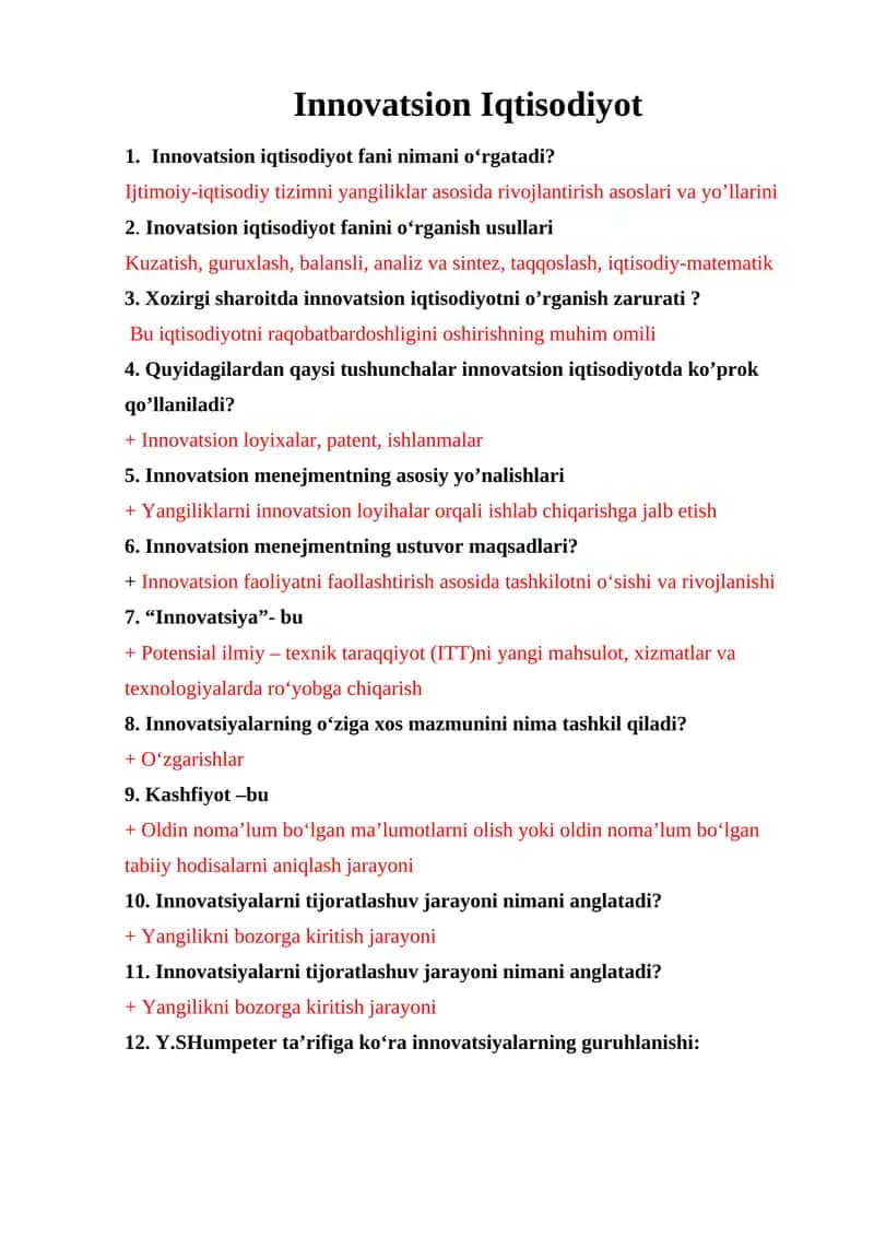 Innovatsion Iqtisodiyot
