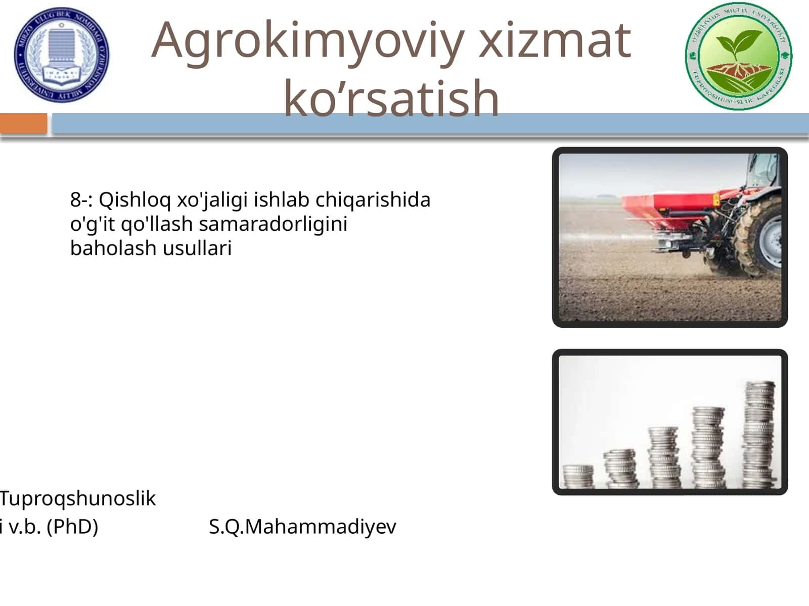 Agrokimyoviy xizmat ko’rsatish