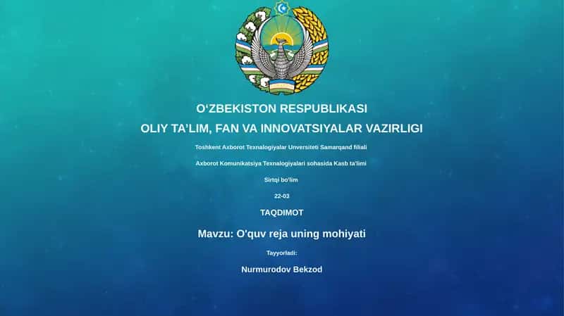 O'quv reja uning mohiyati