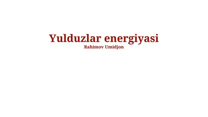 Yulduzlar energiyasi
