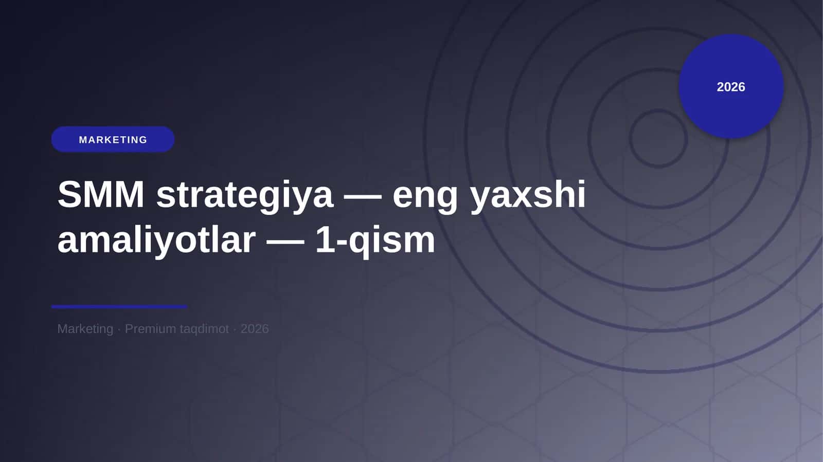 SMM strategiya — eng yaxshi amaliyotlar — 1-qism
