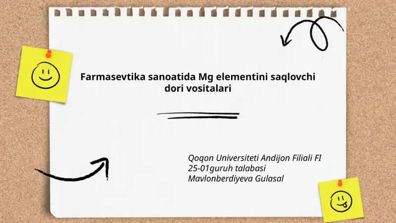 Farmasevtika sanoatida Mg elementini saqlovchi dori vositalari