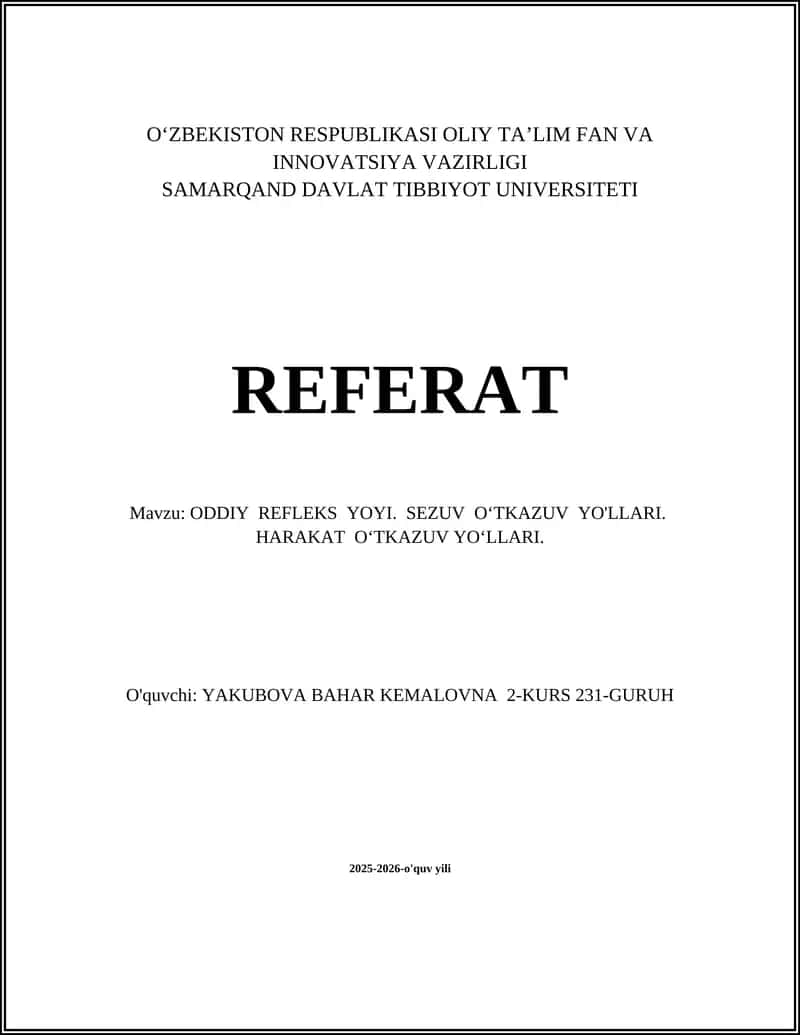 Oddiy refleks yoyi