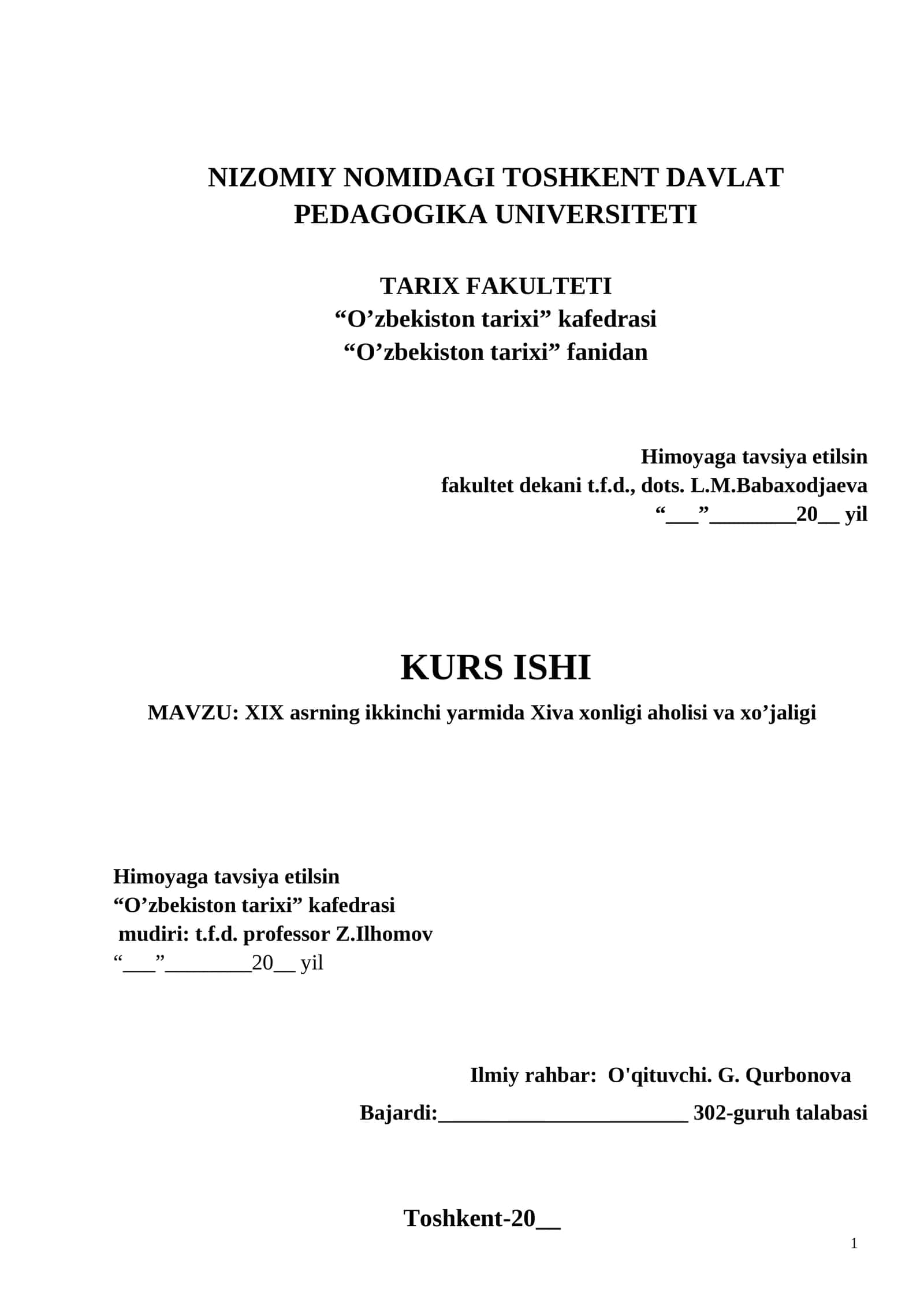 XIX asrning ikkinchi yarmida Xiva xonligi aholisi va xo’jaligi