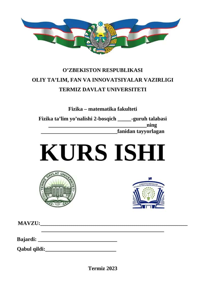 Fizika fanidan kurs ishi
