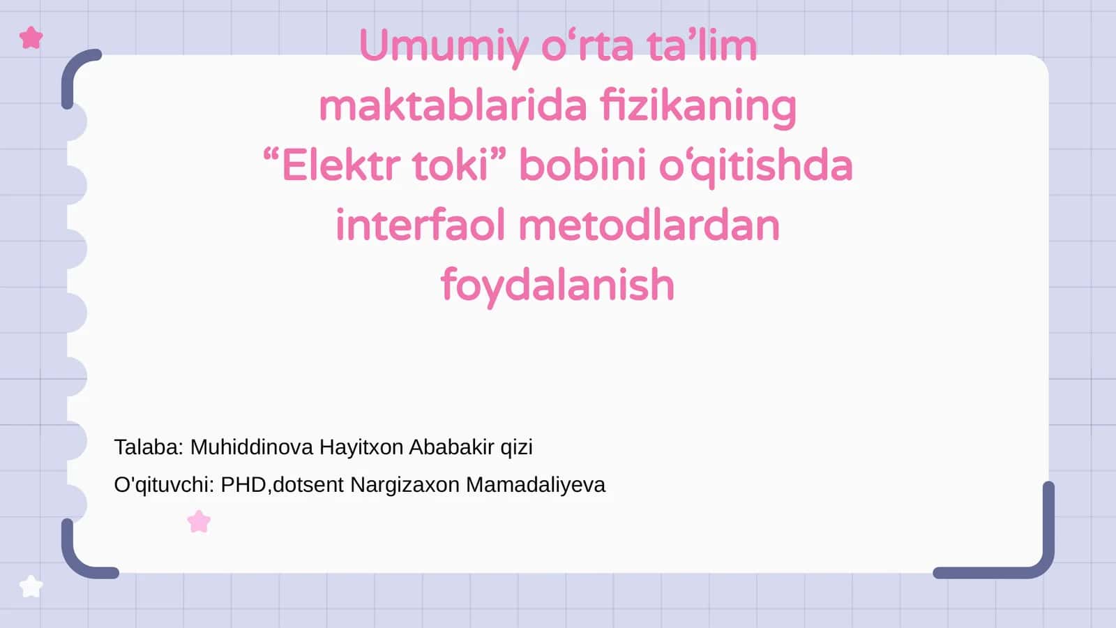 Elektr toki bobini o‘qitishda interfaol metodlar