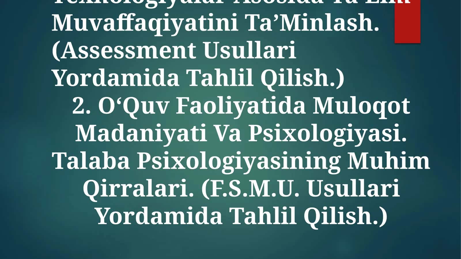 Ta’Lim Jarayonini Psixodiagnostika Qilish Usullari