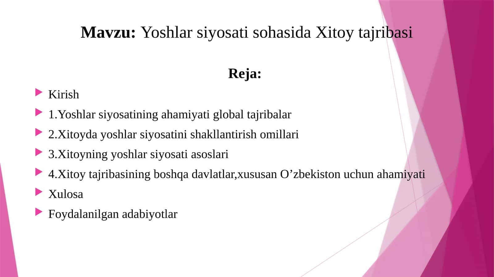 Yoshlar siyosati sohasida Xitoy tajribasi