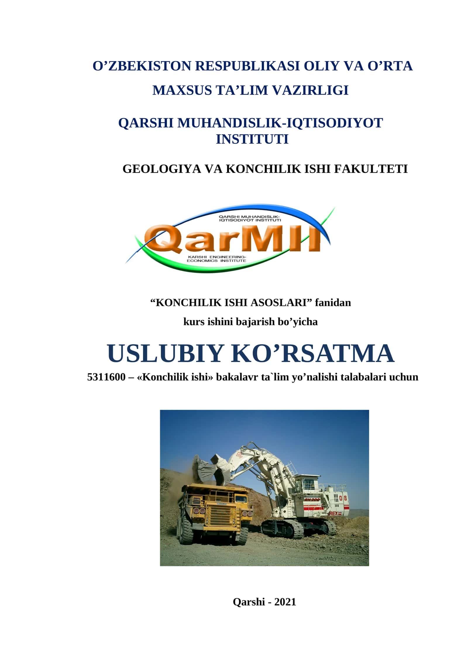 Konchilik ishi asoslari kurs ishi