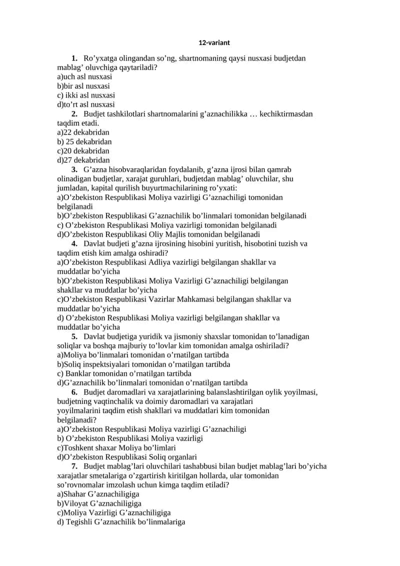 Davlat budjetiga yuridik va jismoniy shaxslar tomonidan to'lanadigan soliqlar