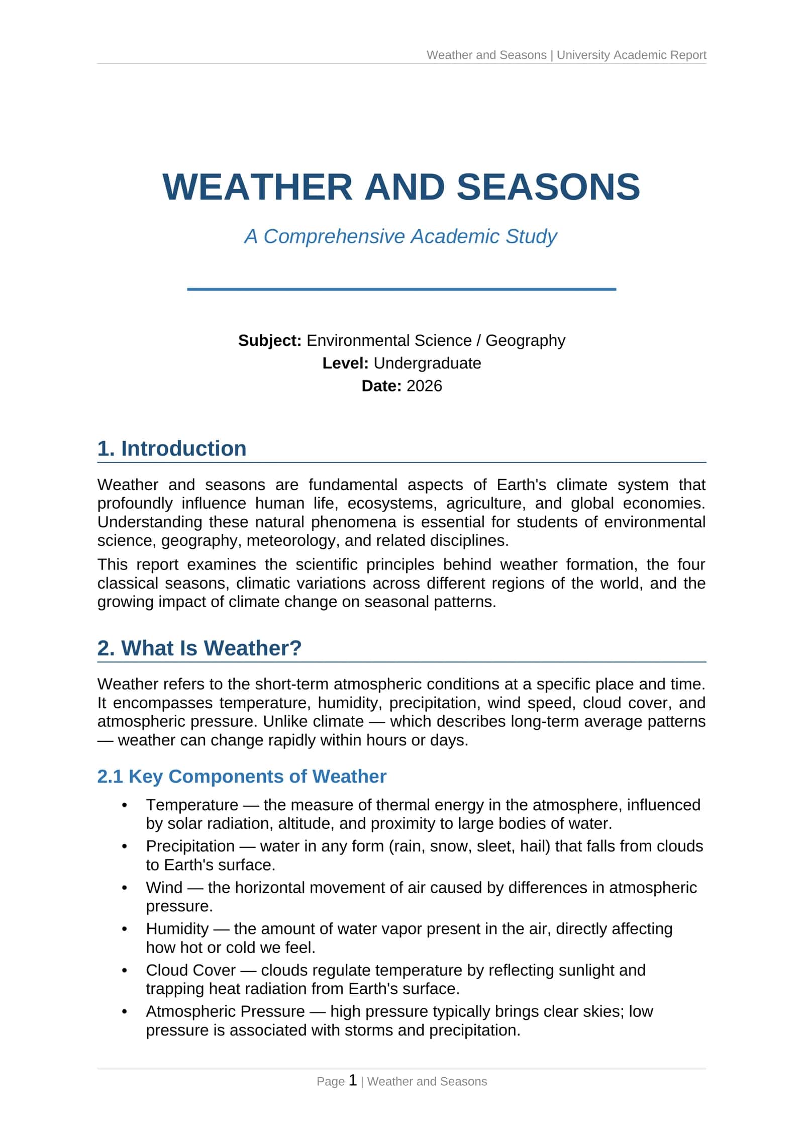 WEATHER AND SEASONS
