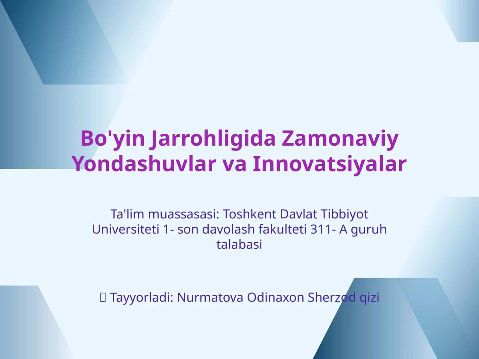Bo'yin Jarrohligida Zamonaviy Yondashuvlar va Innovatsiyalar