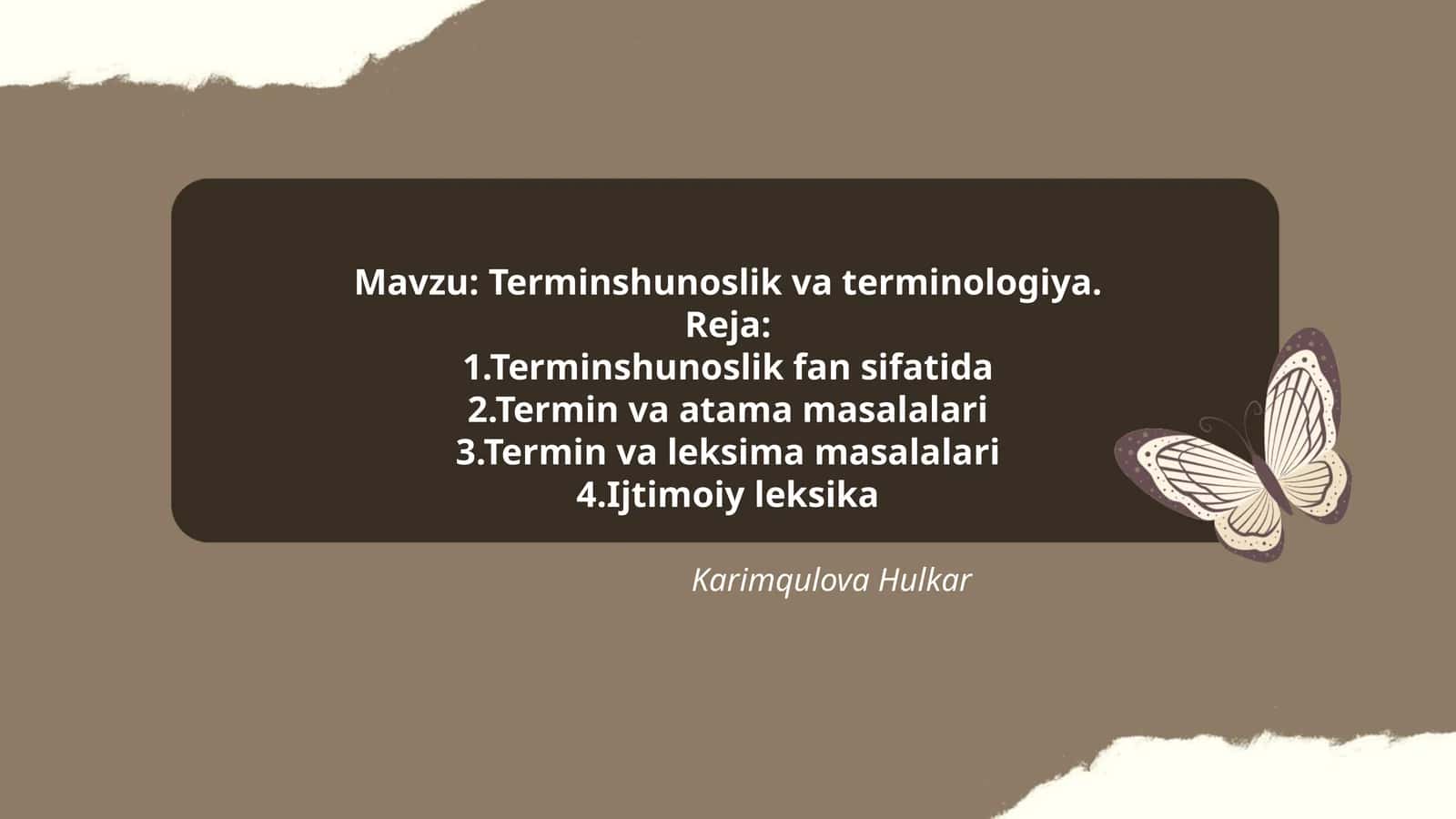 Terminshunoslik va terminologiya