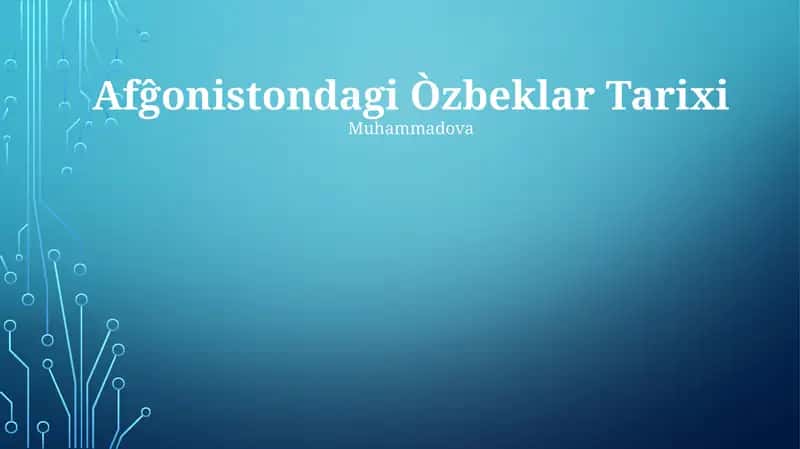 Afĝonistondagi Òzbeklar Tarixi