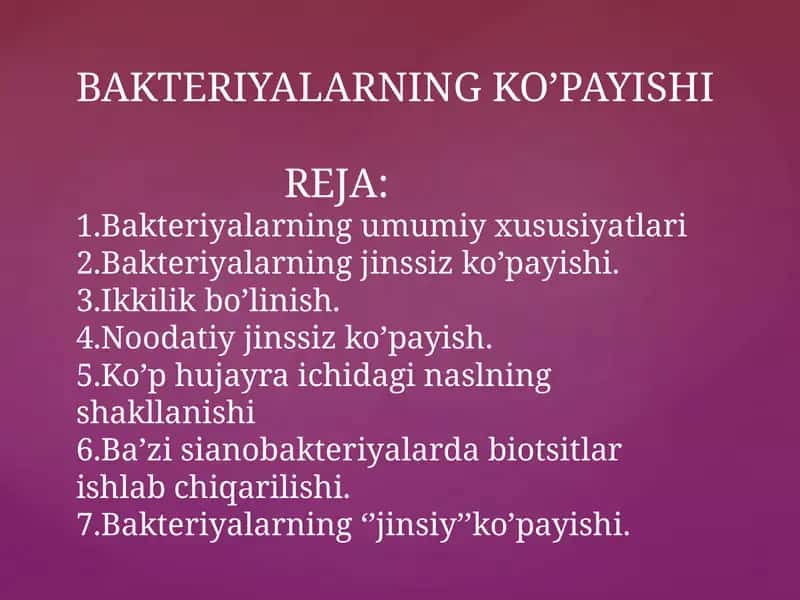 Bakteriyalarning Ko'payishi