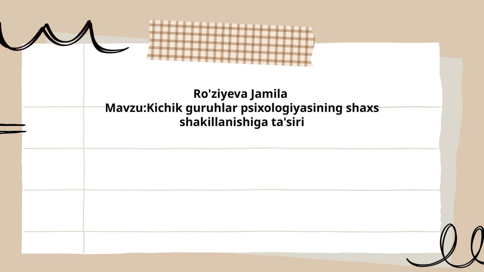 Kichik guruhlar psixologiyasining shaxs shakillanishiga ta'siri