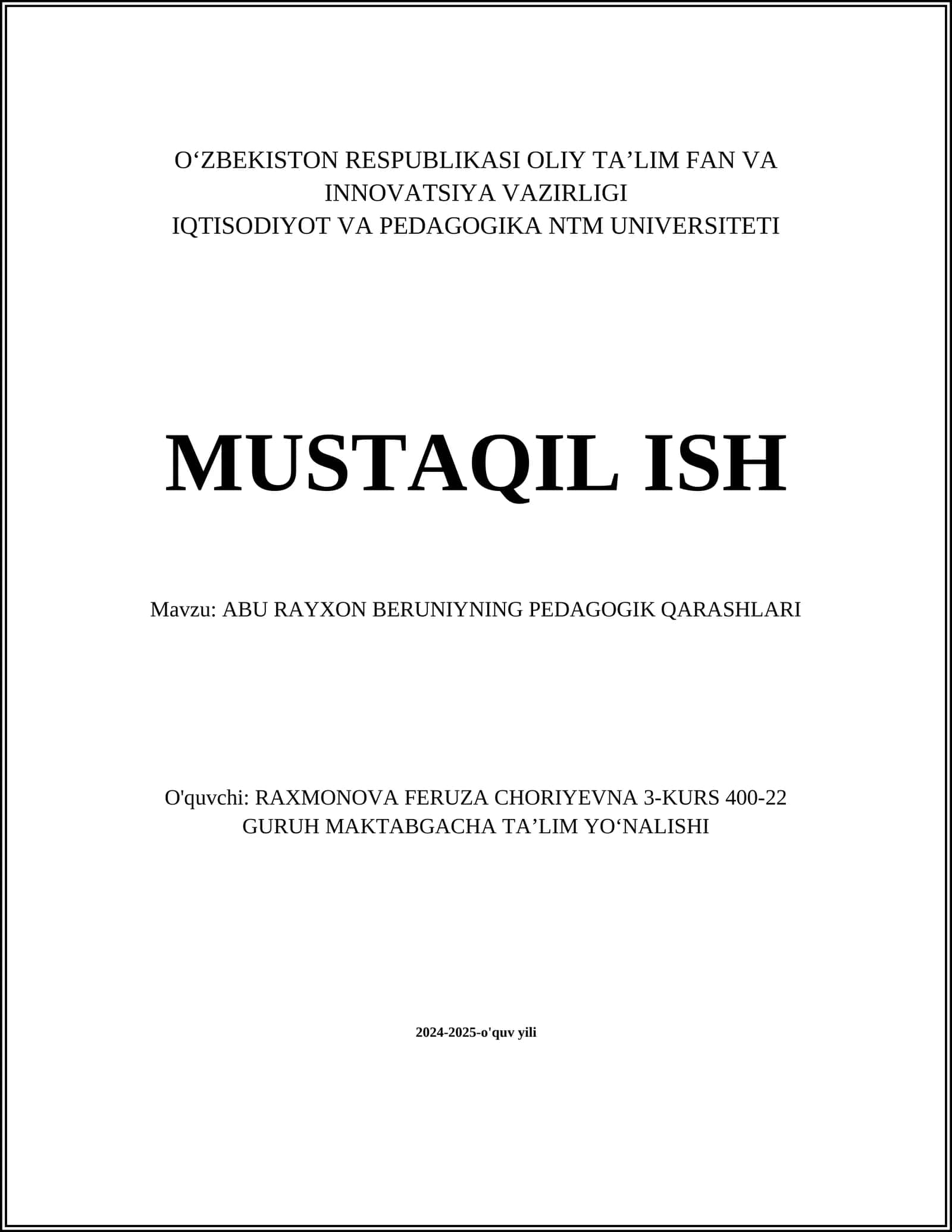 Beruniyning Pedagogik Qarashlari
