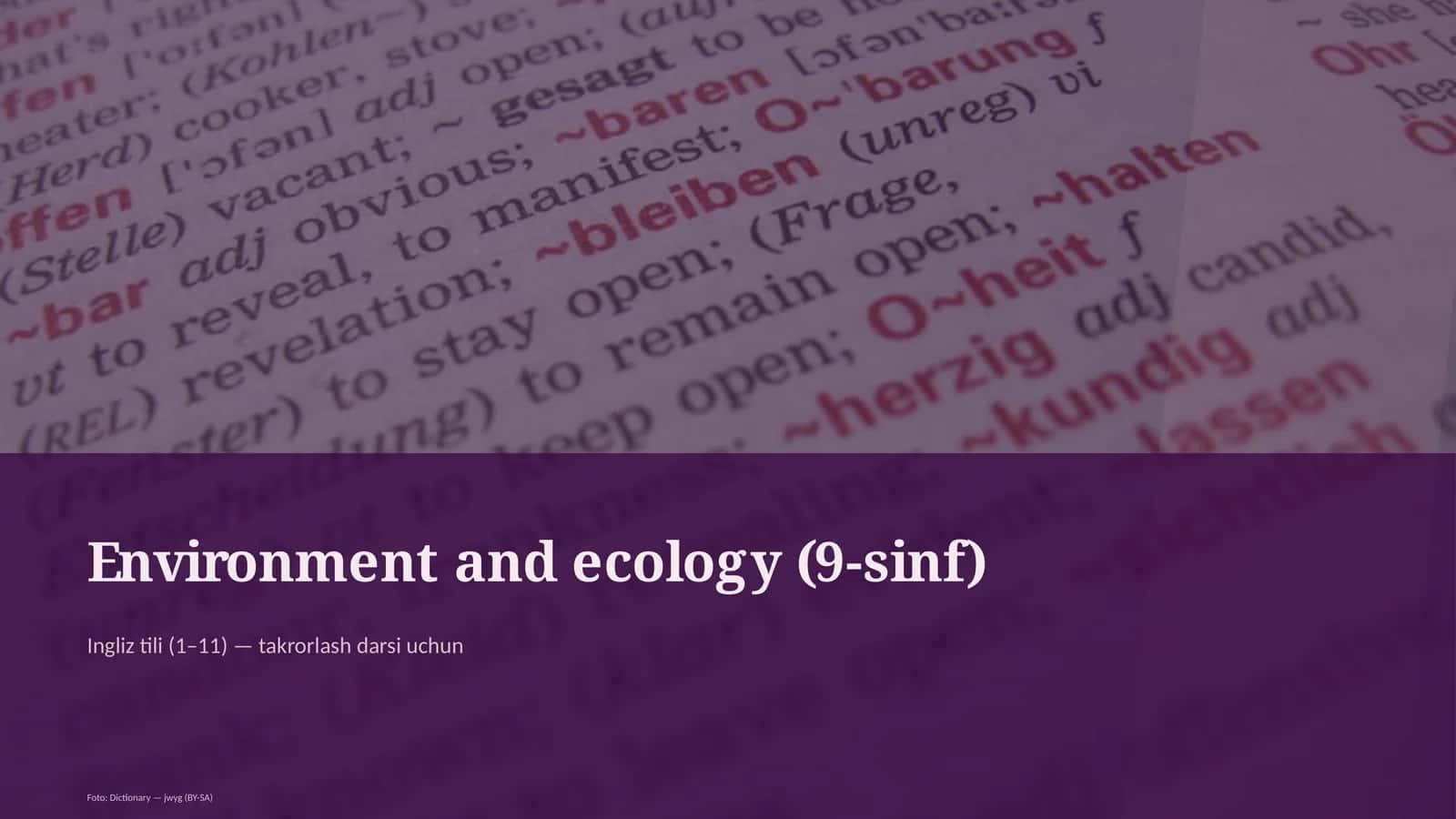 Environment and ecology (9-sinf)