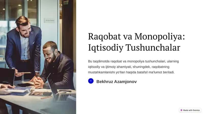 Raqobat va Monopoliya: Iqtisodiy Tushunchalar