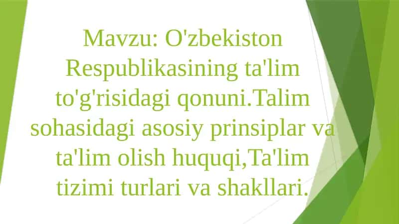 O'zbekiston Respublikasining ta'lim to'g'risidagi qonuni