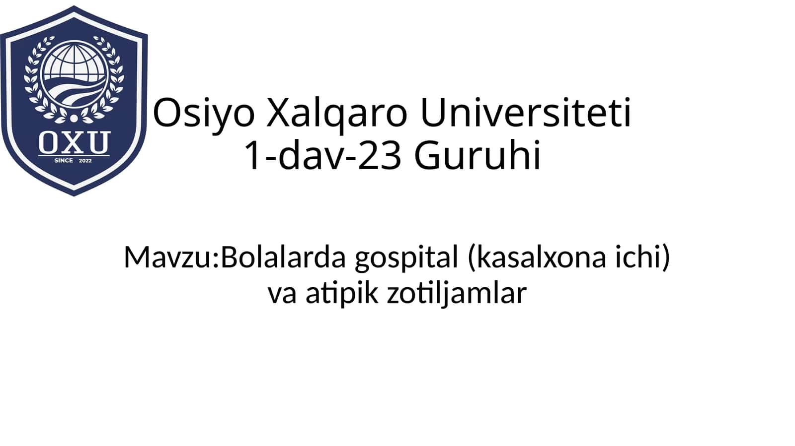 Bolalarda gospital (kasalxona ichi) va atipik zotiljamlar.