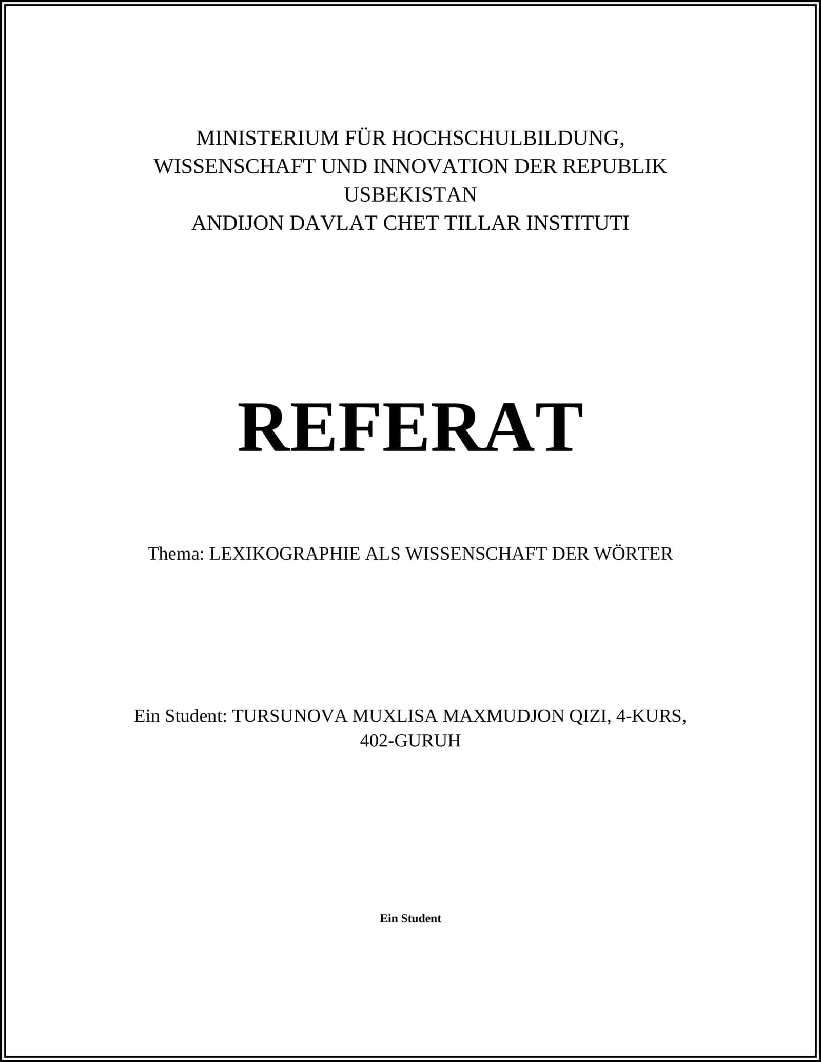LEXIKOGRAPHIE ALS WISSENSCHAFT DER WÖRTER
