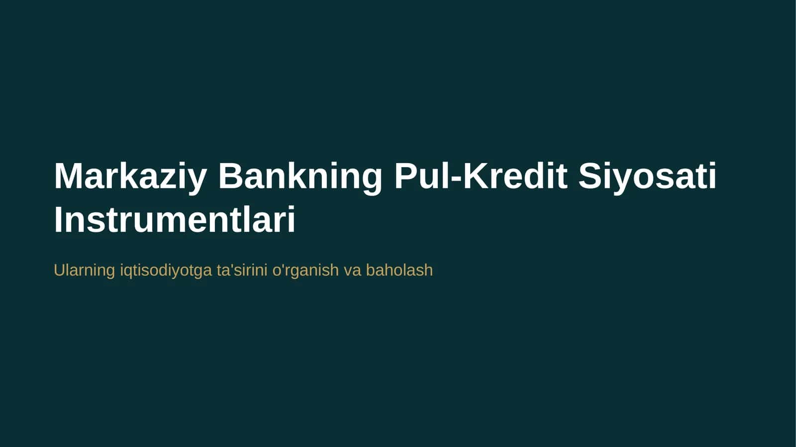 Pul-Kredit Siyosati Instrumentlari