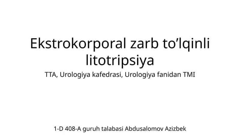 Ekstrakorporeal zarba to'lqini terapiyasi
