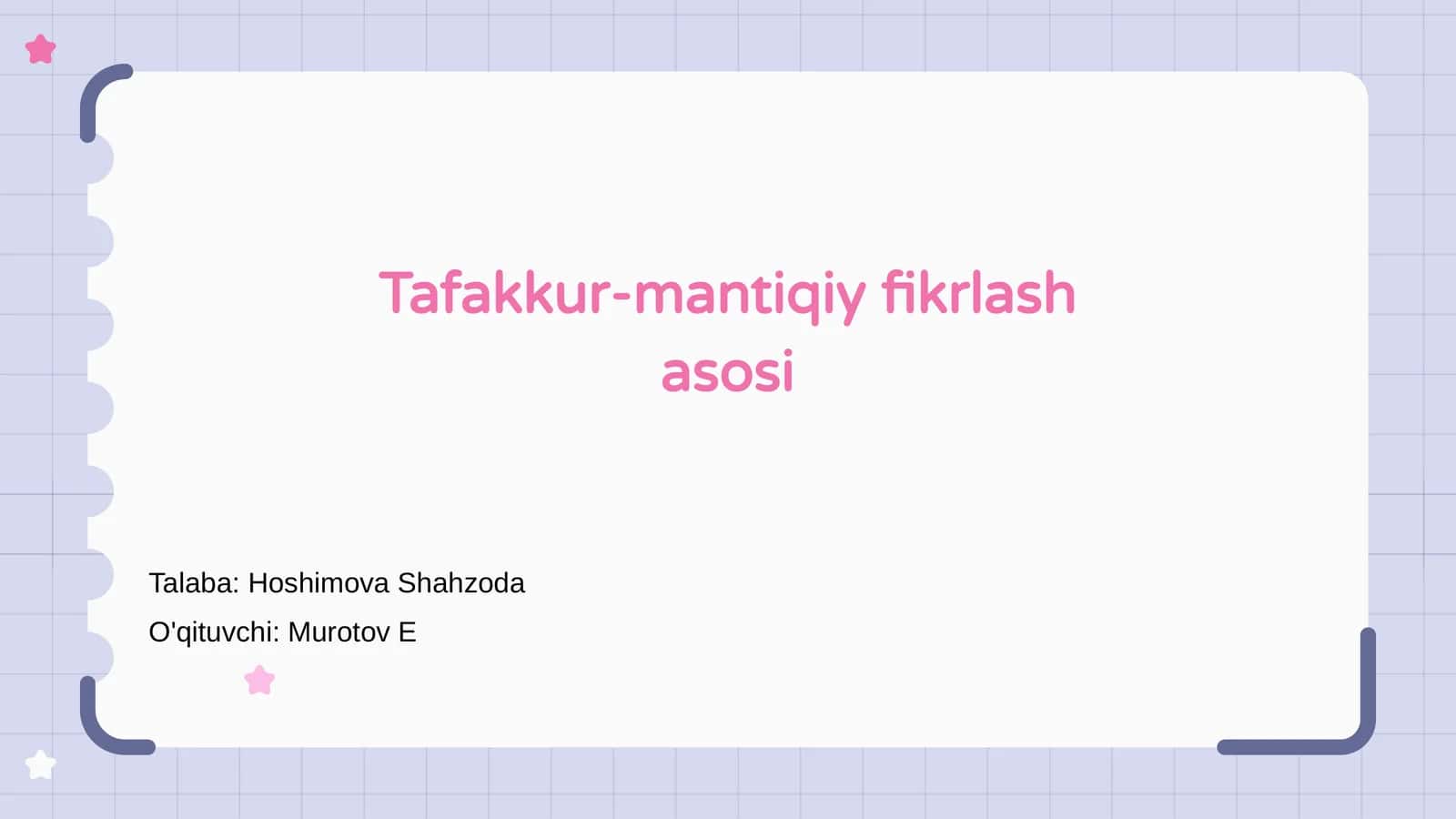 Tafakkur-mantiqiy fikrlash asosi