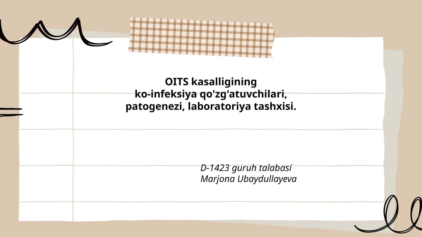 OITS kasalligining ko-infeksiya qo'zg'atuvchilari, patogenezi, laboratoriya tashxisi