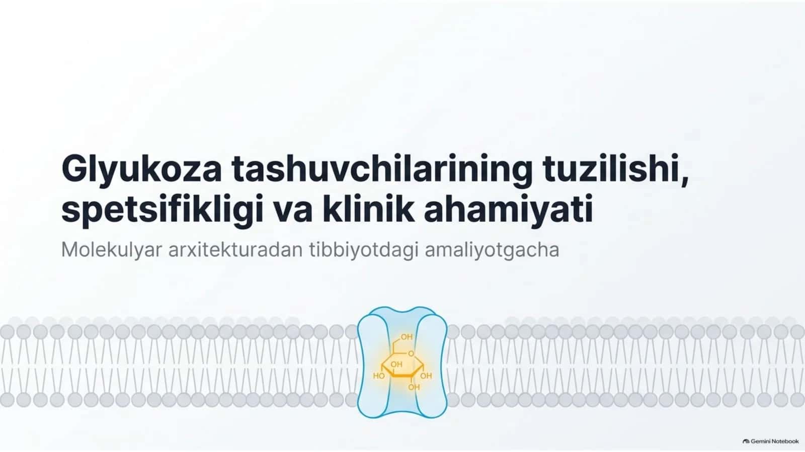 Glyukoza tashuvchilari: tuzilishi, spetsifikligi va klinik ahamiyati — 15 slayd