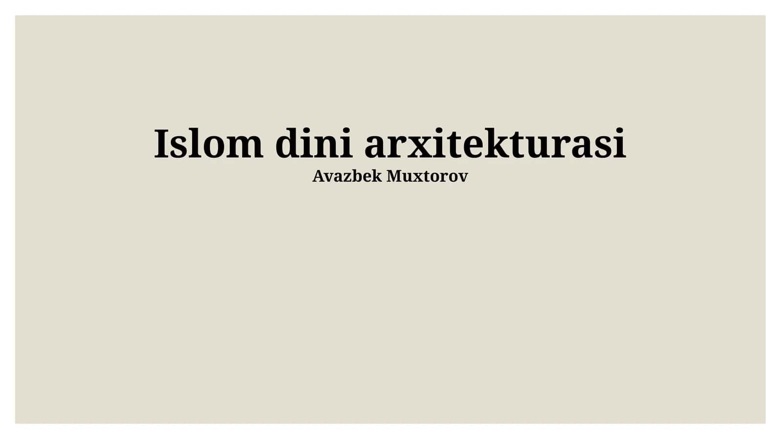 Islom dini arxitekturasi