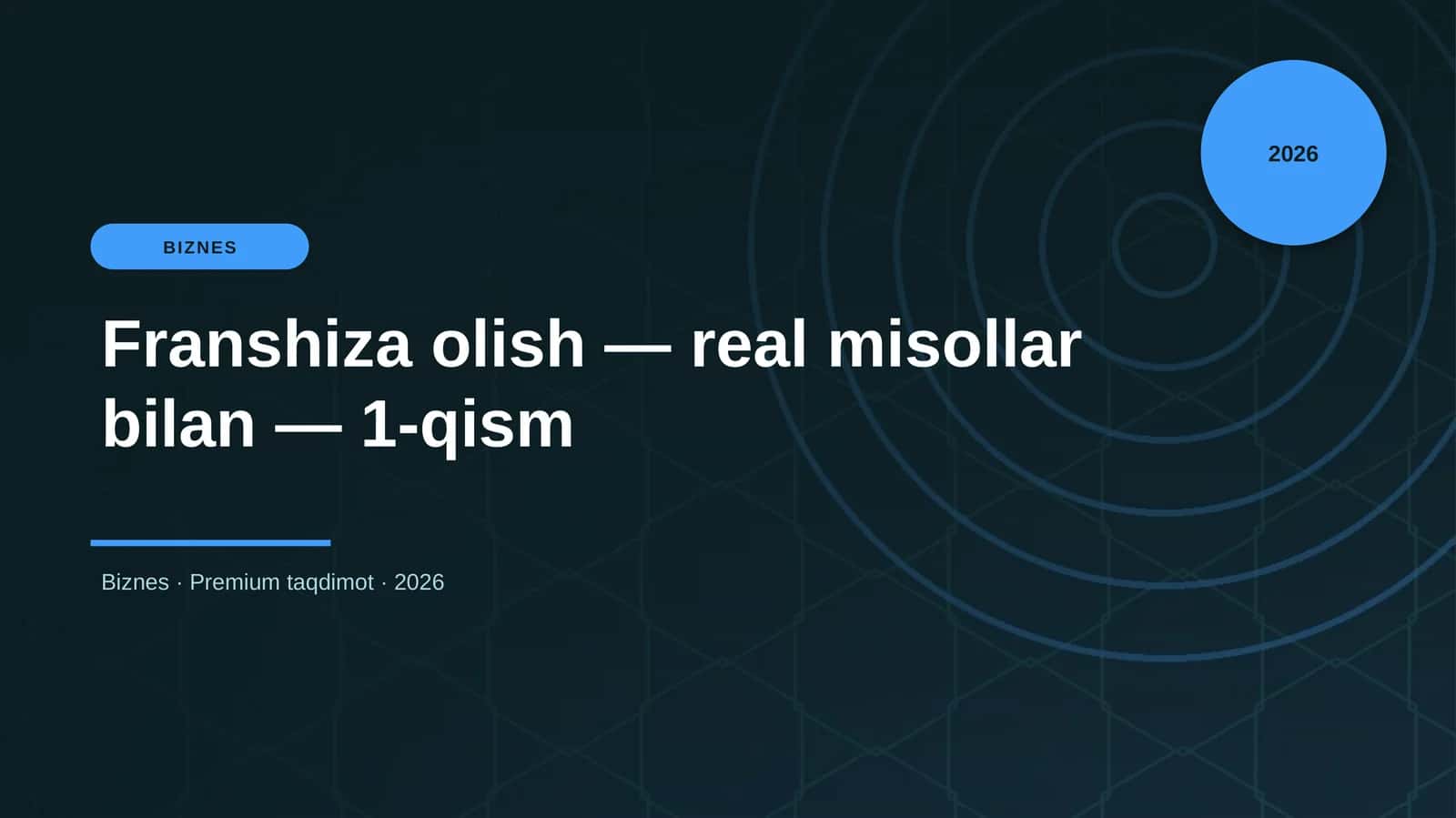 Franshiza olish — real misollar bilan — 1-qism