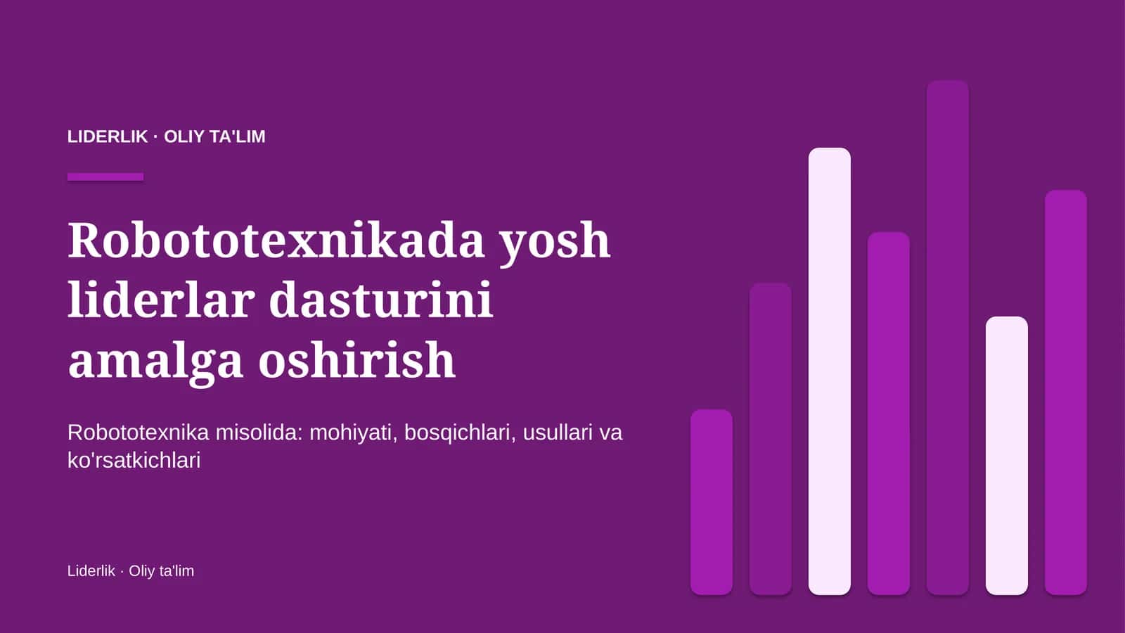 Robototexnikada yosh liderlar dasturini amalga oshirish