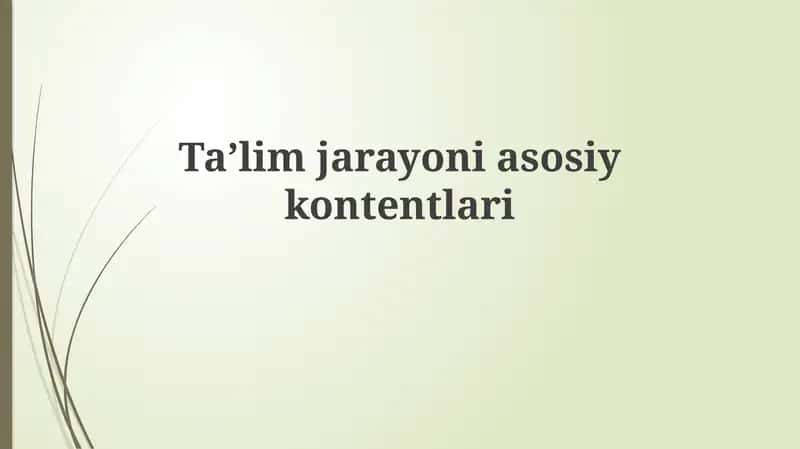 Taʼlim jarayonining asosiy elementlari