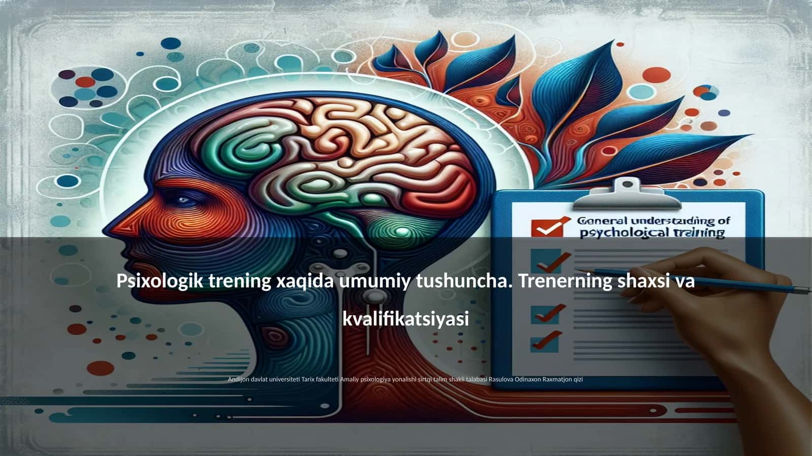 Psixologik trening xaqida umumiy tushuncha