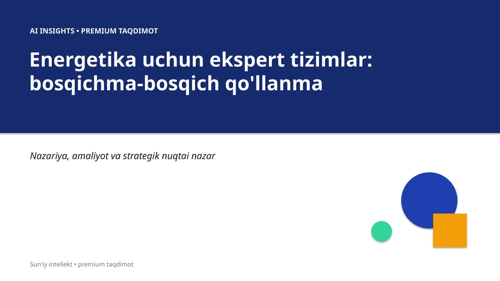 Energetika uchun ekspert tizimlar
