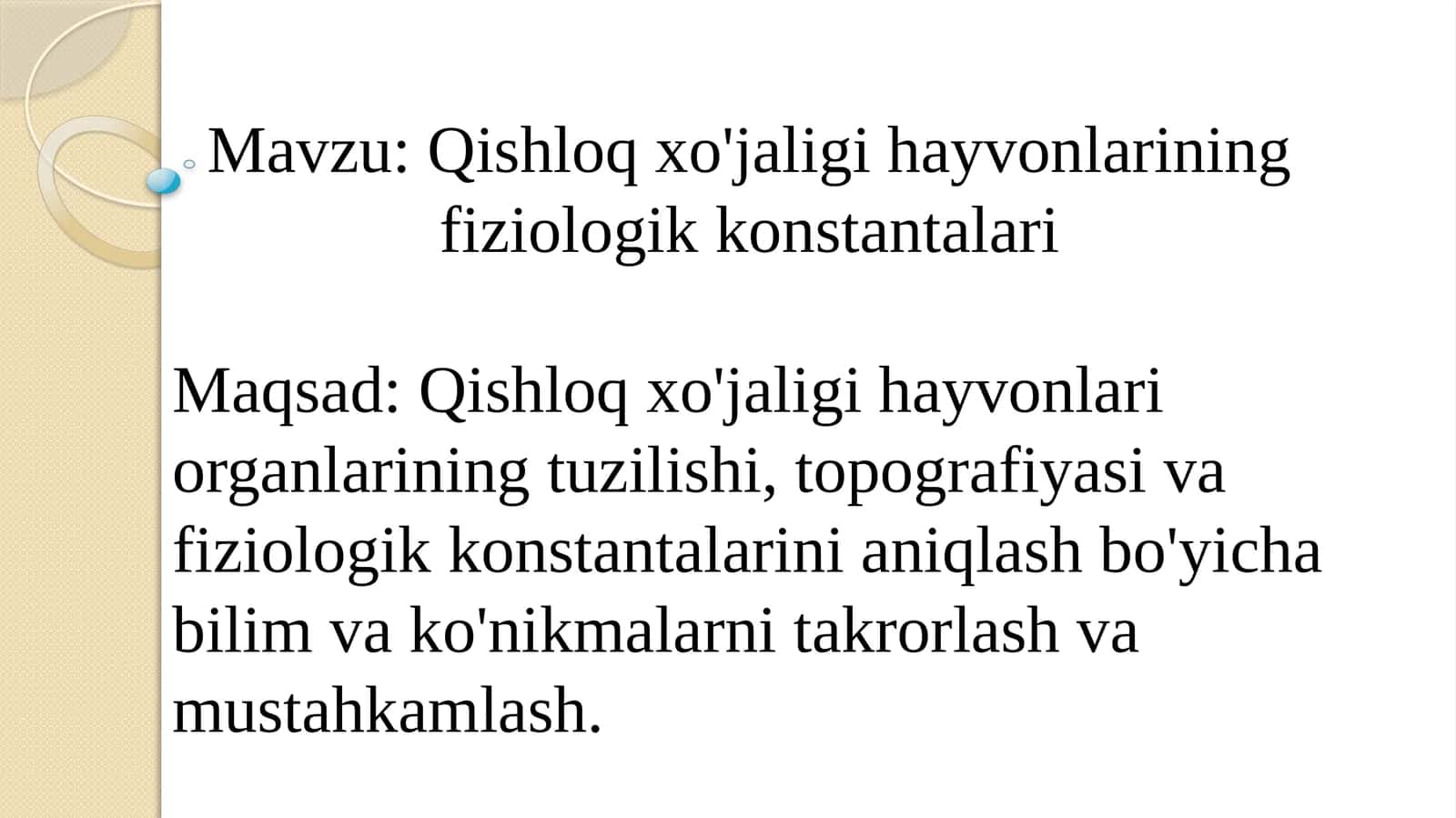 Qishloq xo'jalik hayvonlarining fiziologik konstantalari