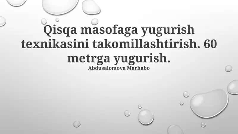 Finishga Yugurish Texnikasi