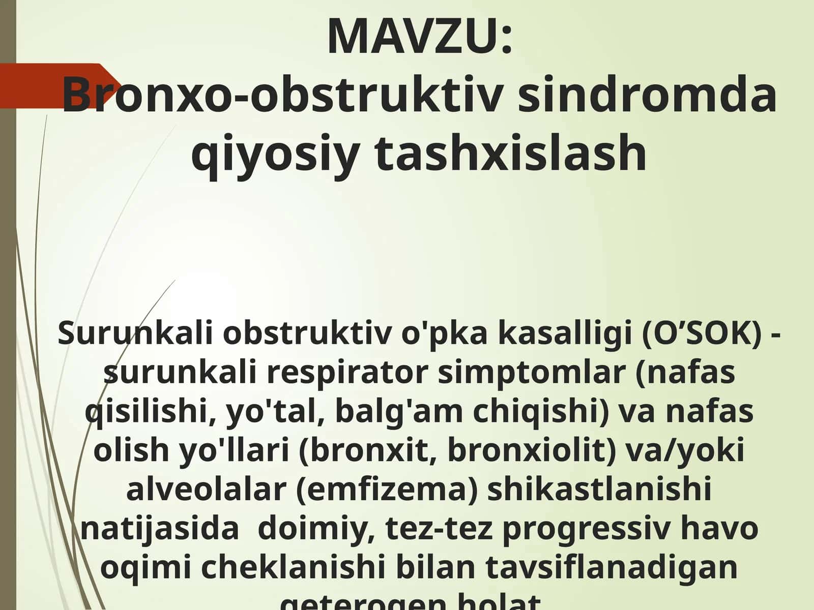 O’SOK va BA qiyosiy tashxisi