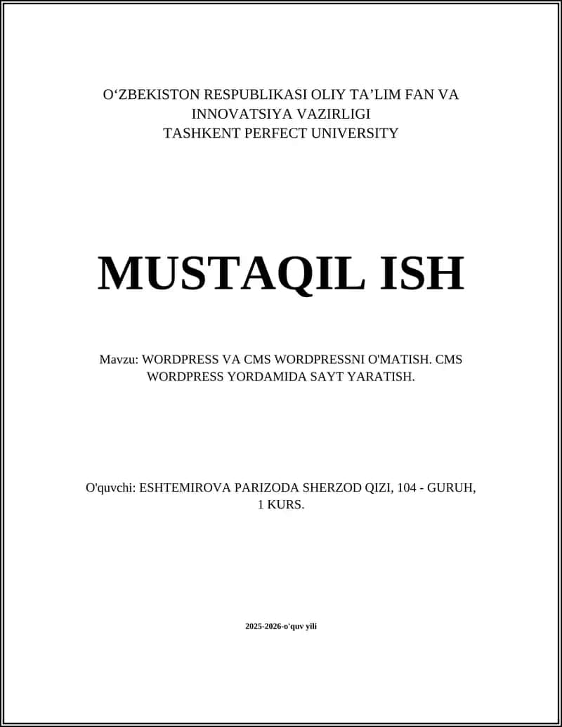 WORDPRESS VA CMS WORDPRESSNI O'MATISH