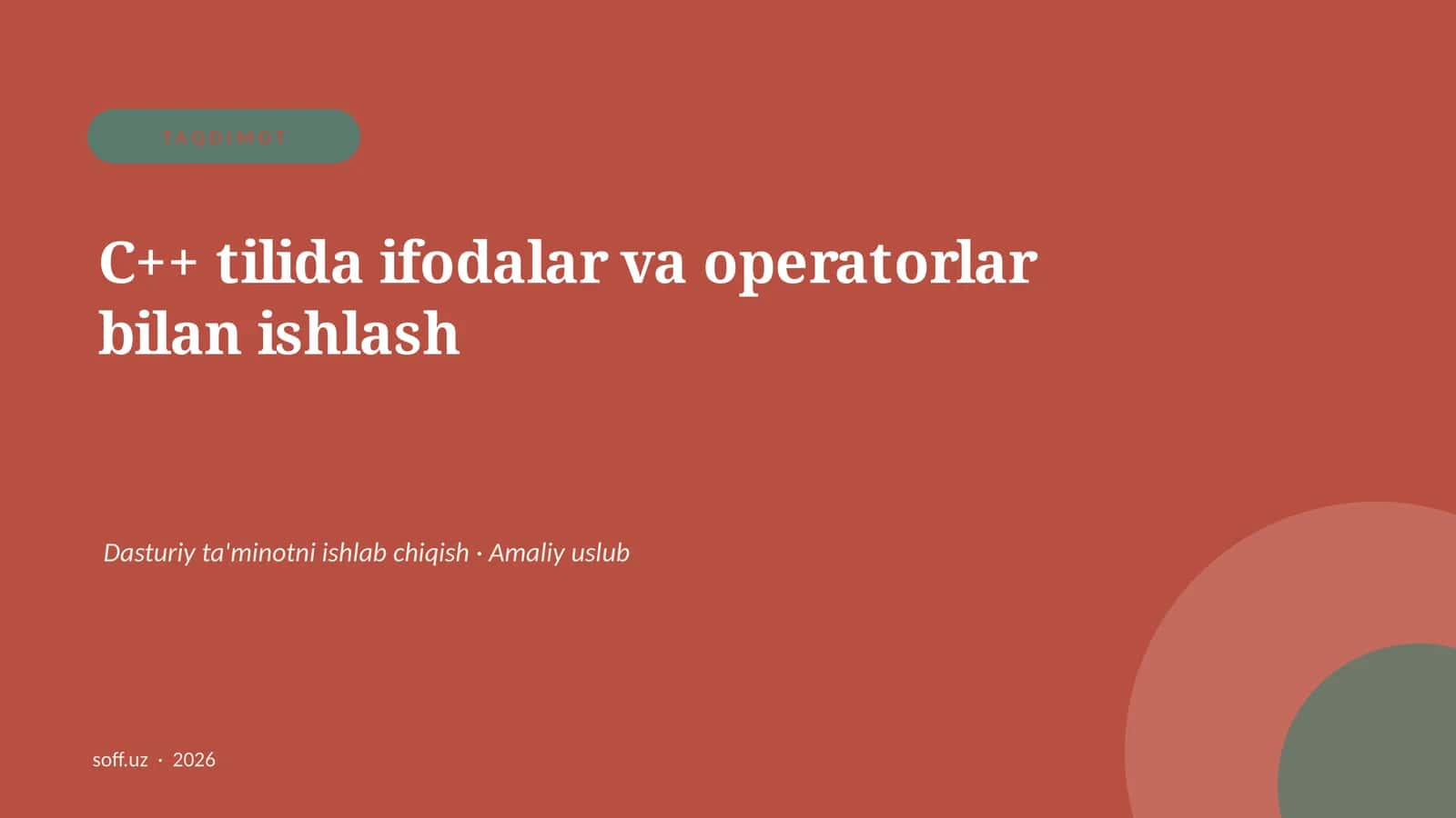 "C++ tilida ifodalar va operatorlar bilan ishlash"