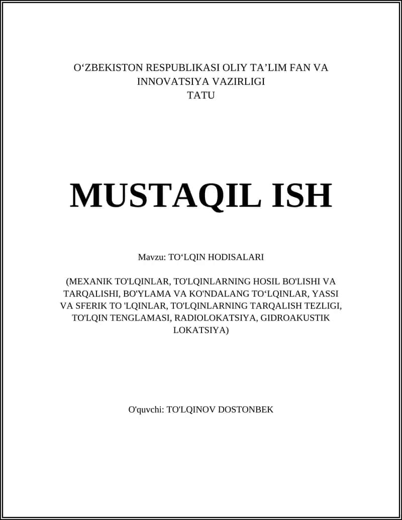 TOʻLQIN HODISALARI