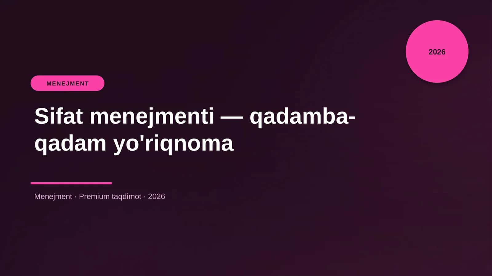 Sifat menejmenti — qadamba-qadam yo'riqnoma